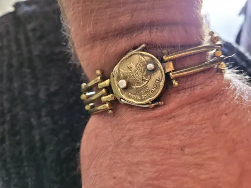 Brass coin link bracelet